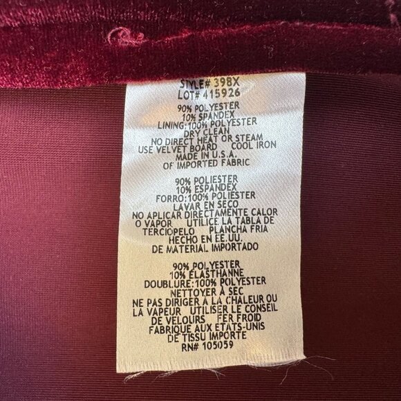 XSCAPE Burgundy Stretch Velvet Bardot Sweetheart Neck Formal Maxi Dress Size 14 - Picture 16 of 16